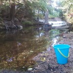 Waller Creek and child's bucket