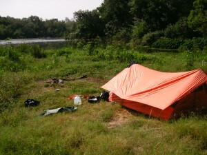 my tent on the river